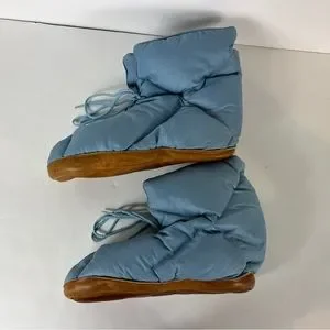 Vintage Eddie Bauer Blue Down Puffer Booties Camping Tent Slipper Boots Men Sz M Large 70s / 80s Eddie Bauer Blue Down Booties / 1970s Nylon  main image 4